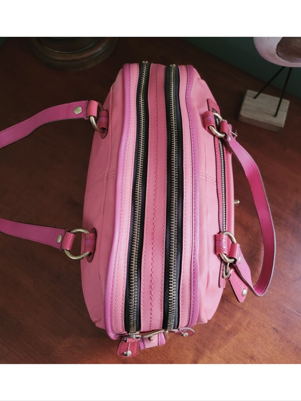 Coach 13382 Bonnie Satchel Pink Colorblock Leather Shoulder Bag Y2K - Picture 12 of 16
